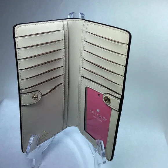 Kate Spade  Staci Large Slim Bifold Wallet In White - Picture 3 of 11
